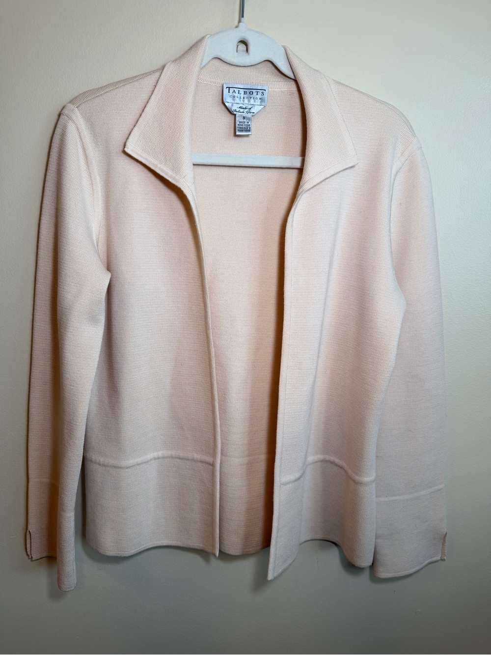 Talbots Collection 100% Merino Wool Cream Open Front Cardigan S